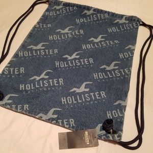 Hollister California Jean Denim Drawstring Bag NWT